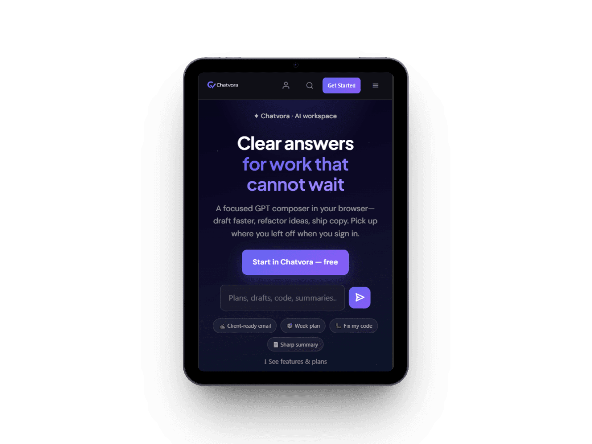 Chatvora — Tablet